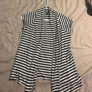 Striped short sleeve cardigan