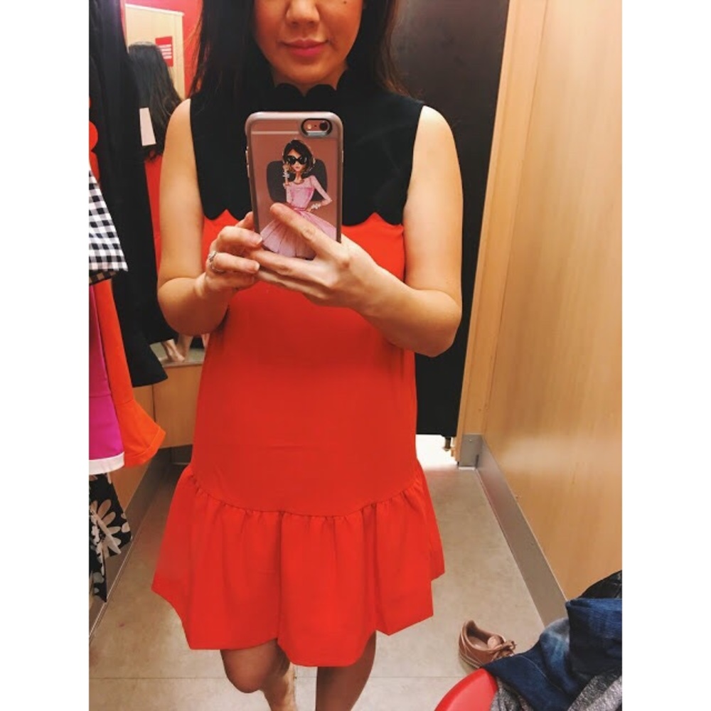 Victoria Beckham Drop Waist Scalloped Dress