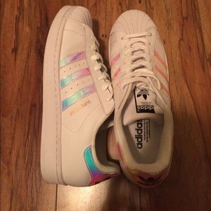 Iridescent holographic adidas superstar