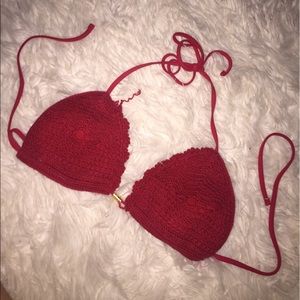 Red crochet bikini top