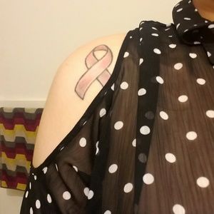 Polka dot bare shoulder chiffon top