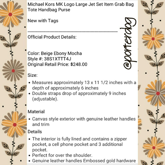 ❎SOLD❎ Michael Kors Logo L Jet Set Tote Handbag - Picture 4 of 8