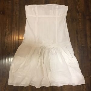 Zara Strapless White Cotton Summer Dress Size M