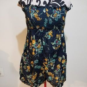 Strapless floral one piece romper