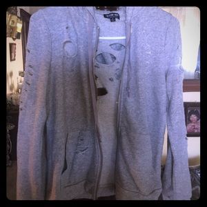 FASHION NOVA GREY RIPPED SWEATER