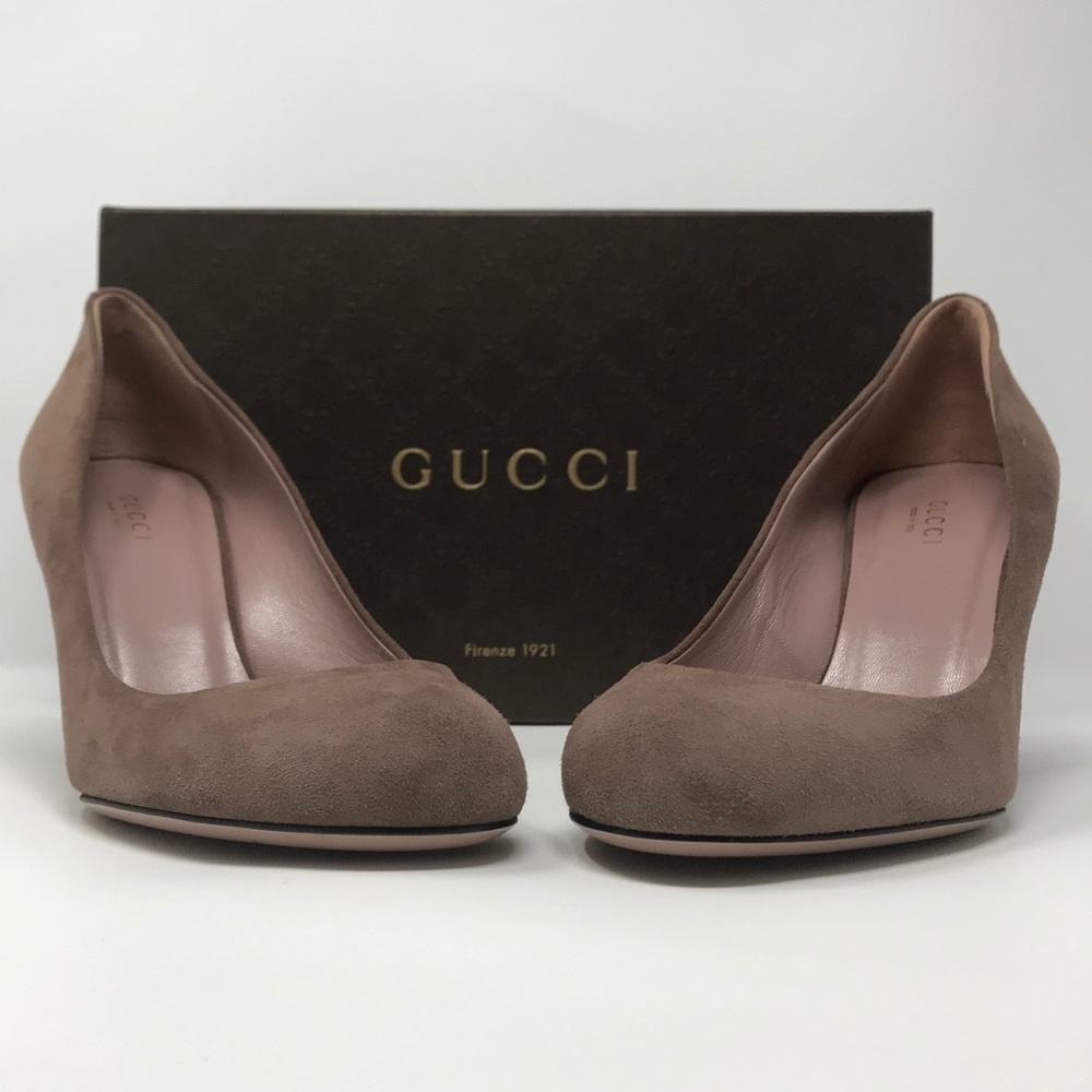 Gucci Suede Wedge Pump, classic Old Mauve Color