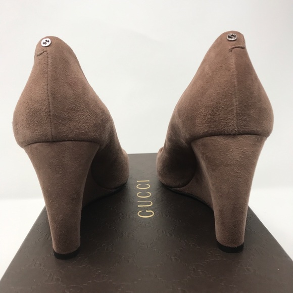 Gucci Suede Wedge Pump, classic Old Mauve Color - Picture 6 of 8