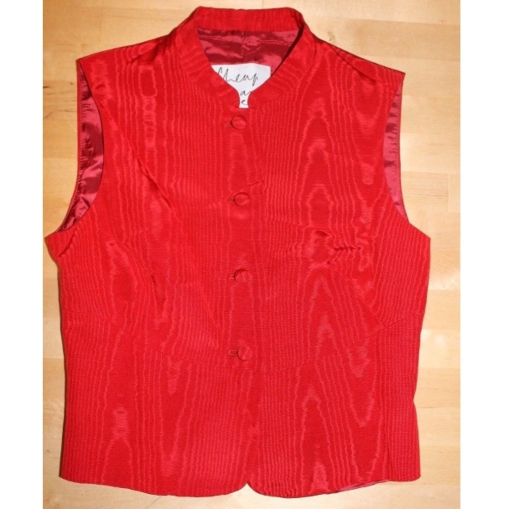 Moschino Silk Red Jacket Vest Mandarin Collar