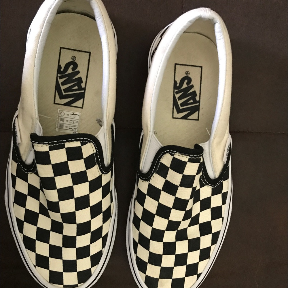 Checkered slip on vans