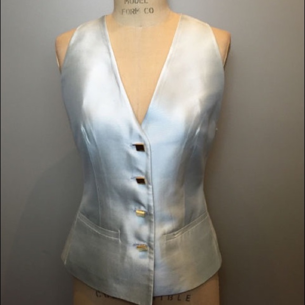 RARE Gianni Versace Size IT 40 Gray Silk Vest