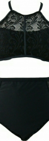 Black crochet plus size high waist bikini - Picture 2 of 4