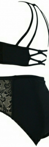 Black crochet plus size high waist bikini - Picture 3 of 4