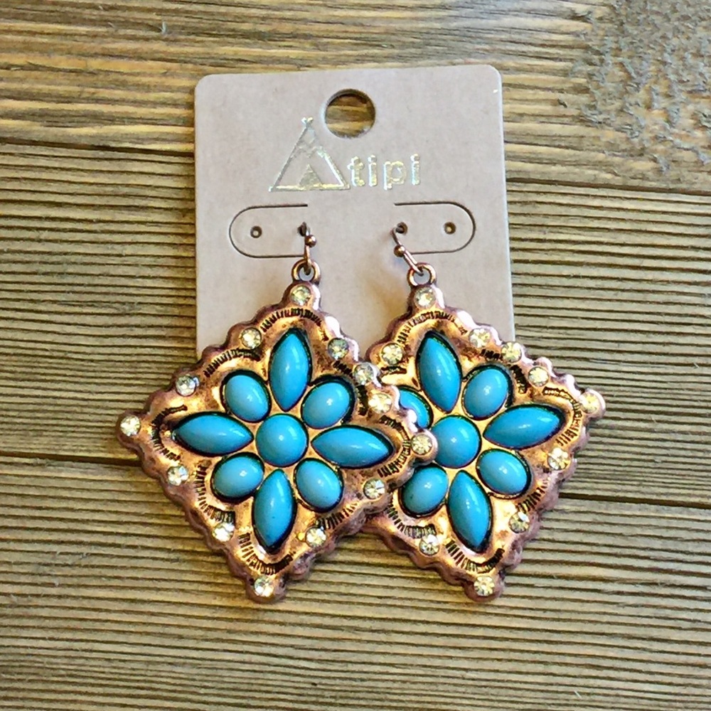 💠JUST IN !!💠 TURQUOISE WESTERN DIAMOND EARRINGS
