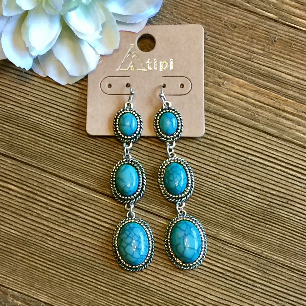 💠JUST IN !!💠 SILVER-TONE/TURQUOISE DROP EARRINGS