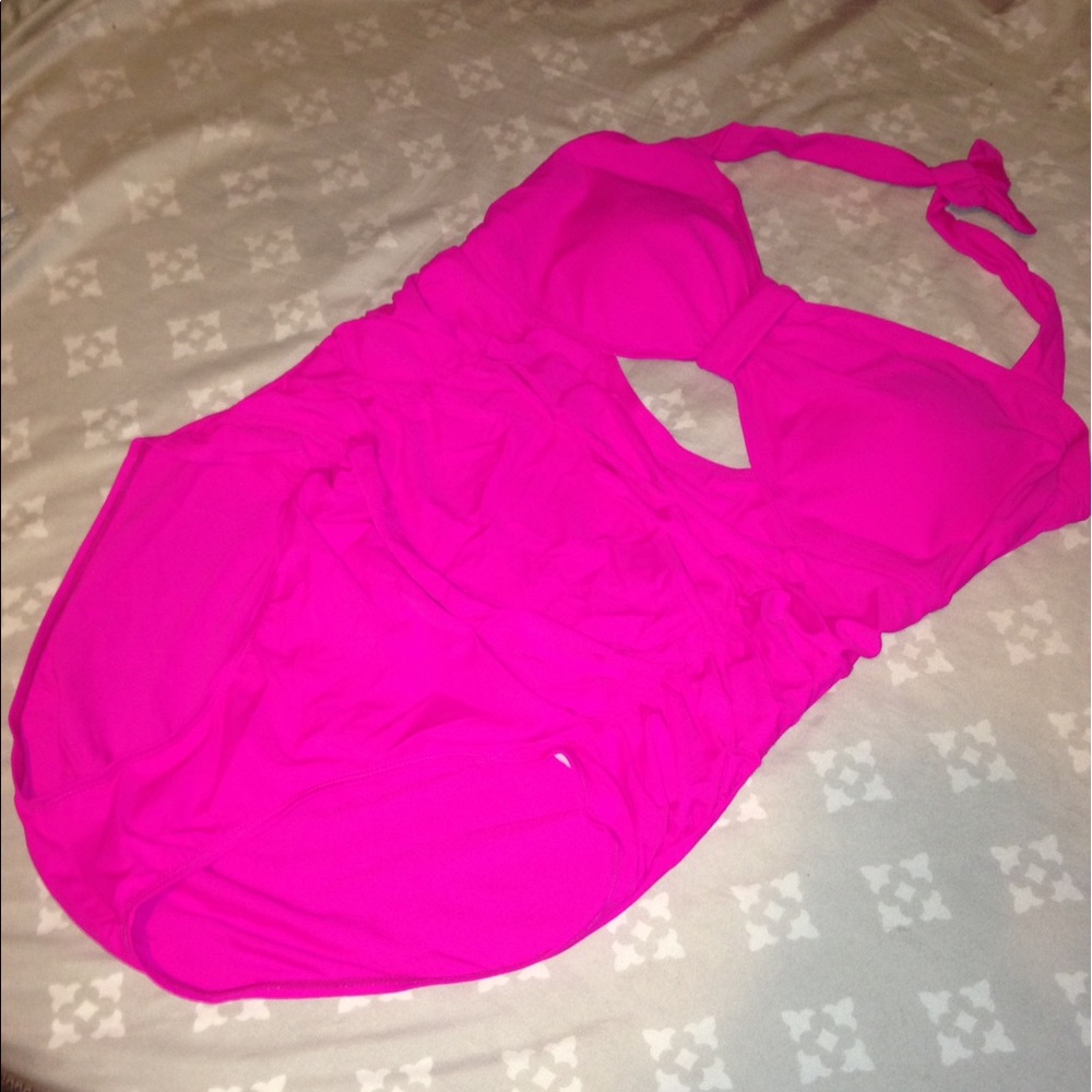 Hot pink one piece bathing suit