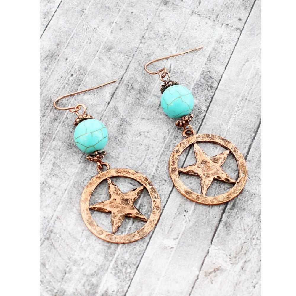 💠JUST IN !!💠 TURQUOISE COPPER-TONE STAR EARRINGS