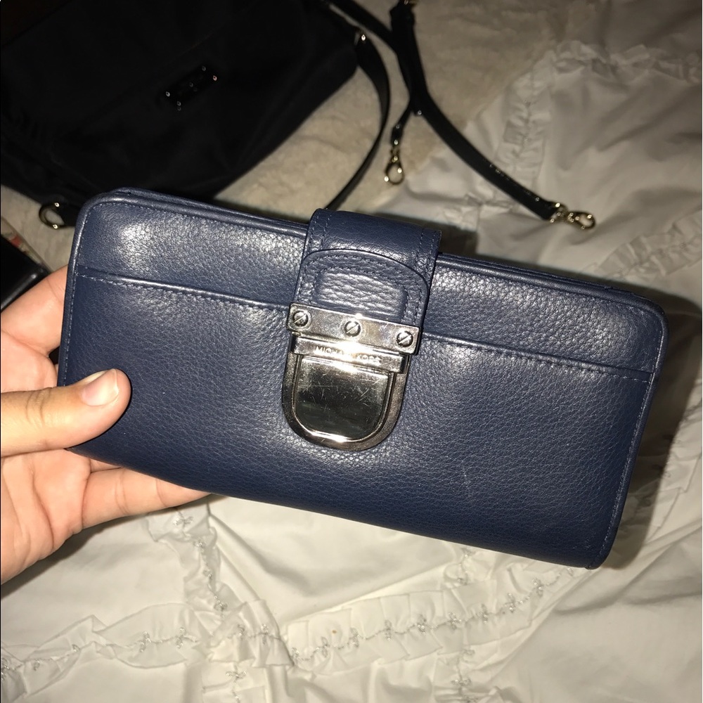 Michael Kors navy leather wallet