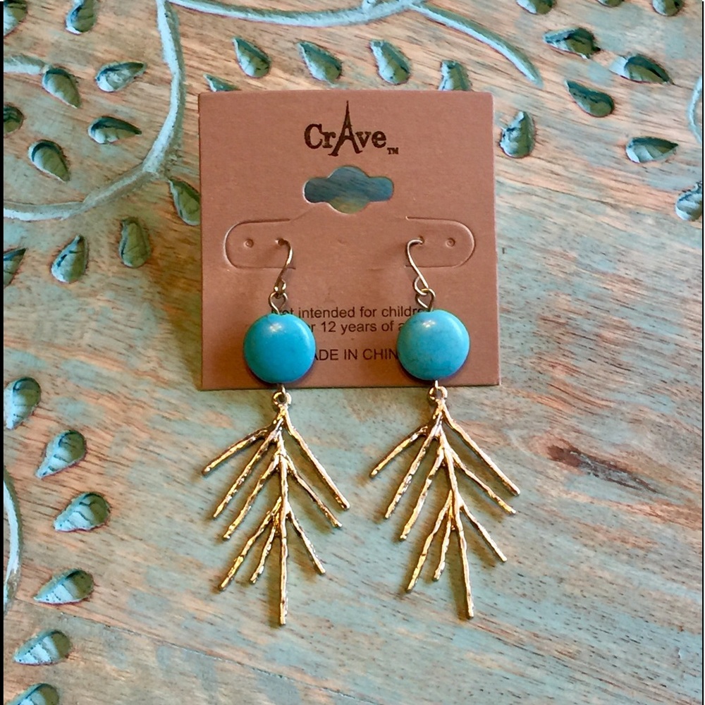 💠JUST IN !!💠 TURQUOISE/GOLD TREE BRANCH EARRINGS