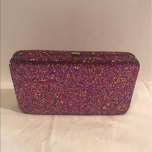 Pink and Blue multi-colored Glitter clutch wallet
