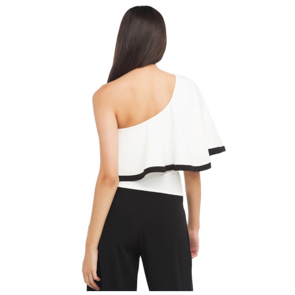 🆕 White Full One Shoulder Ruffle Top D40 - Picture 2 of 4