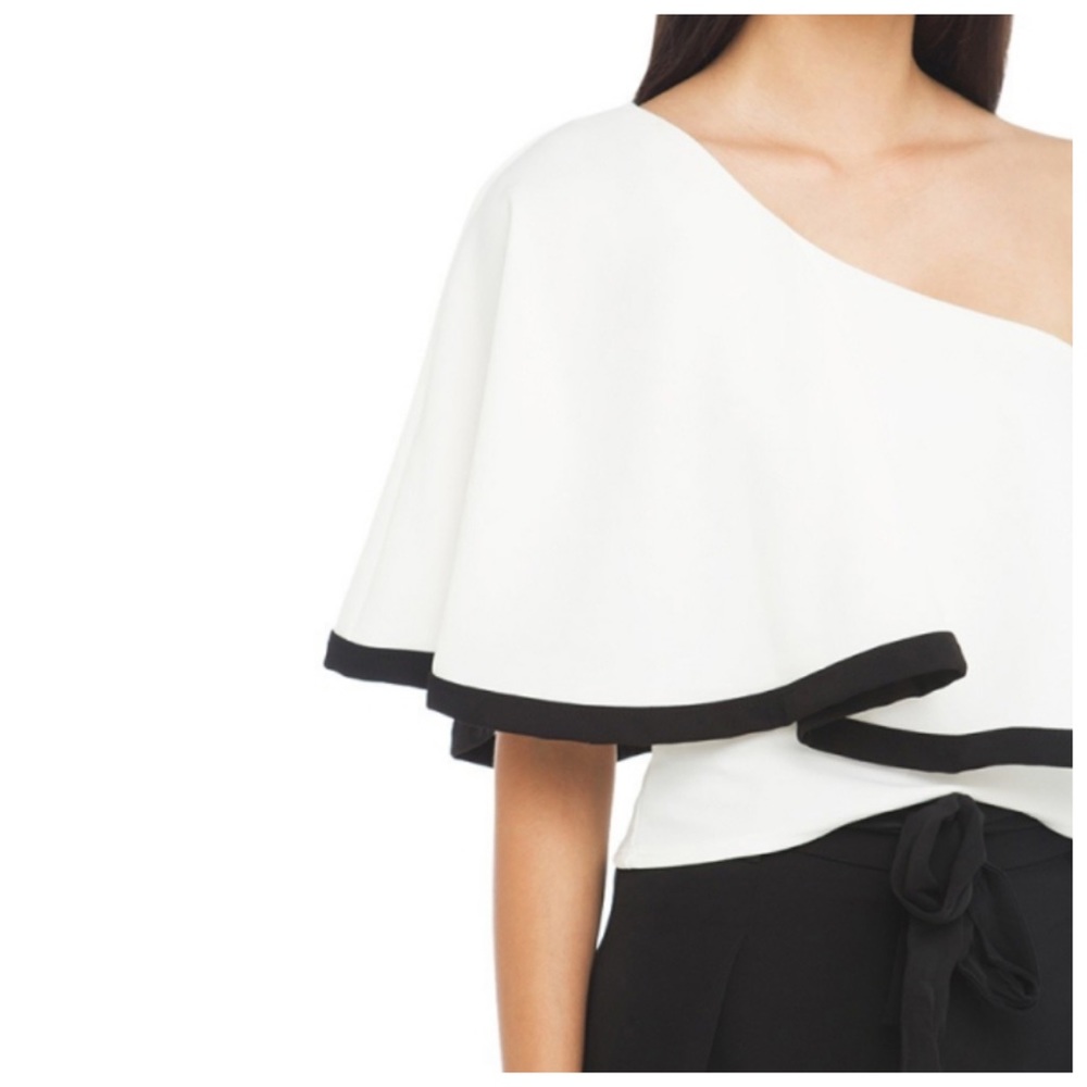 🆕 White Full One Shoulder Ruffle Top D40 - Picture 3 of 4