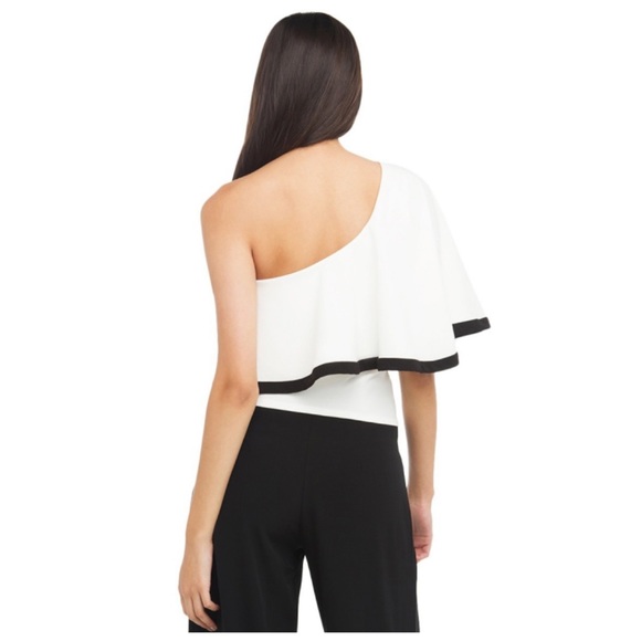 🆕 White Full One Shoulder Ruffle Top D40 - Picture 2 of 4