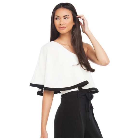 🆕 White Full One Shoulder Ruffle Top D40 - Picture 4 of 4