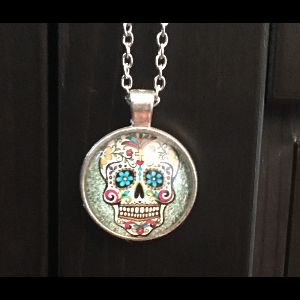 Funky sugar skull necklace