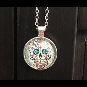 Funky sugar skull necklace