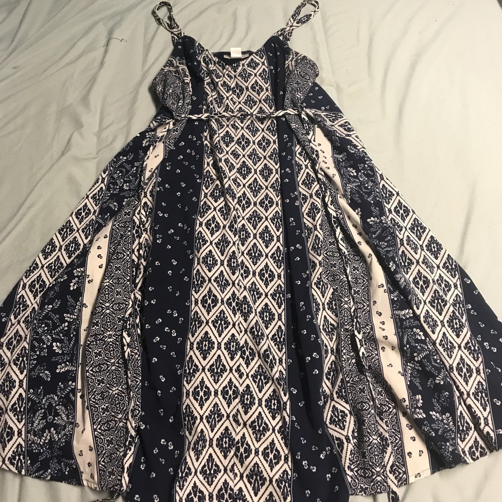 Mother Hood - Boho Chiffon Navy and Cream Dress