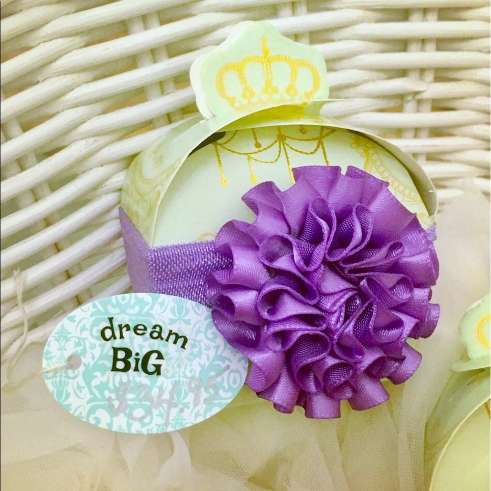 Baby gift set headband & sateen sandals purple new