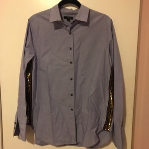 J.Crew Blue Button Down Shirt w Sequin Side Detail