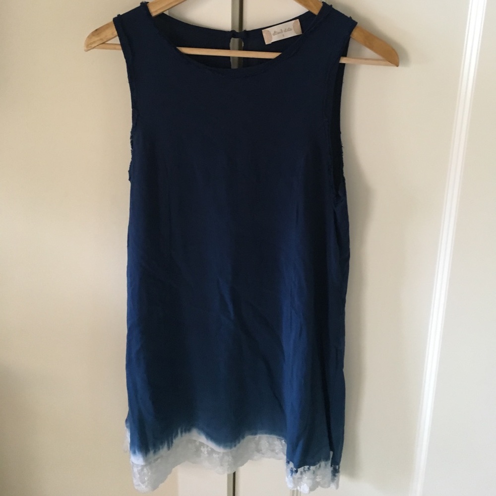 Blue ombré dress with lace trim