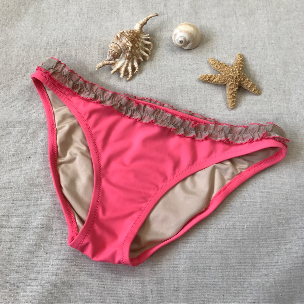Victoria's Secret Coral Ruffled Lace Bikini Bottom