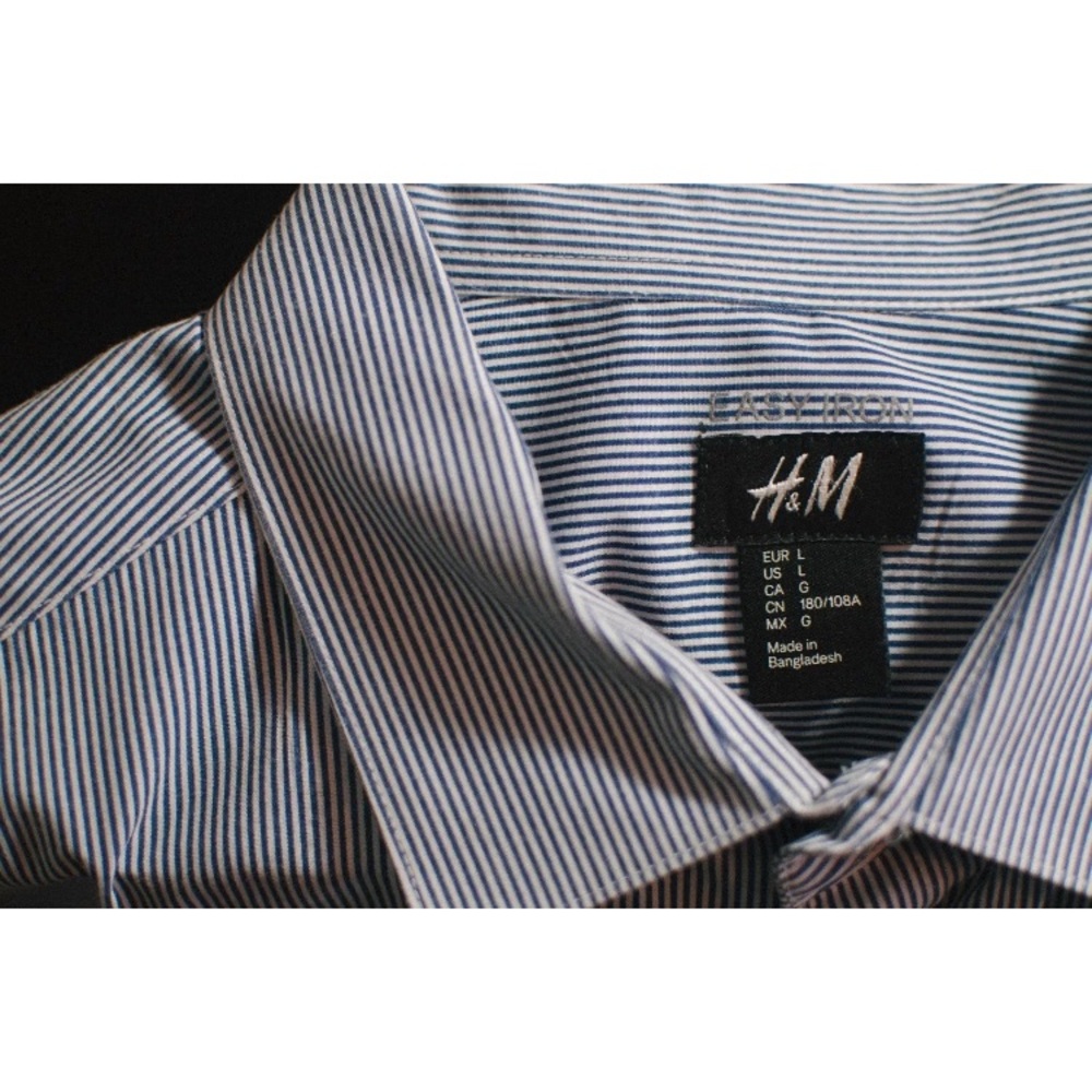 Men's H&M striped button up shirt Easy Iron