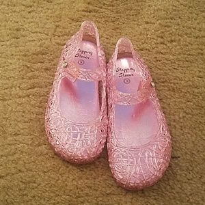 Pink sparkle jelly sandals 9T