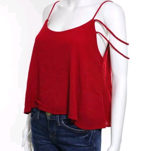 4Si3NNA Red flowy cami top croped Sz M For Sienna - Picture 4 of 7