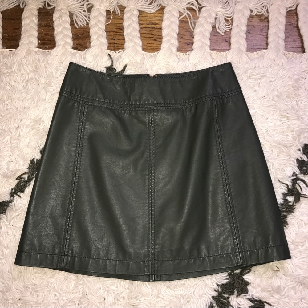 Free People 'Zip to It' Vegan Leather Mini Skirt