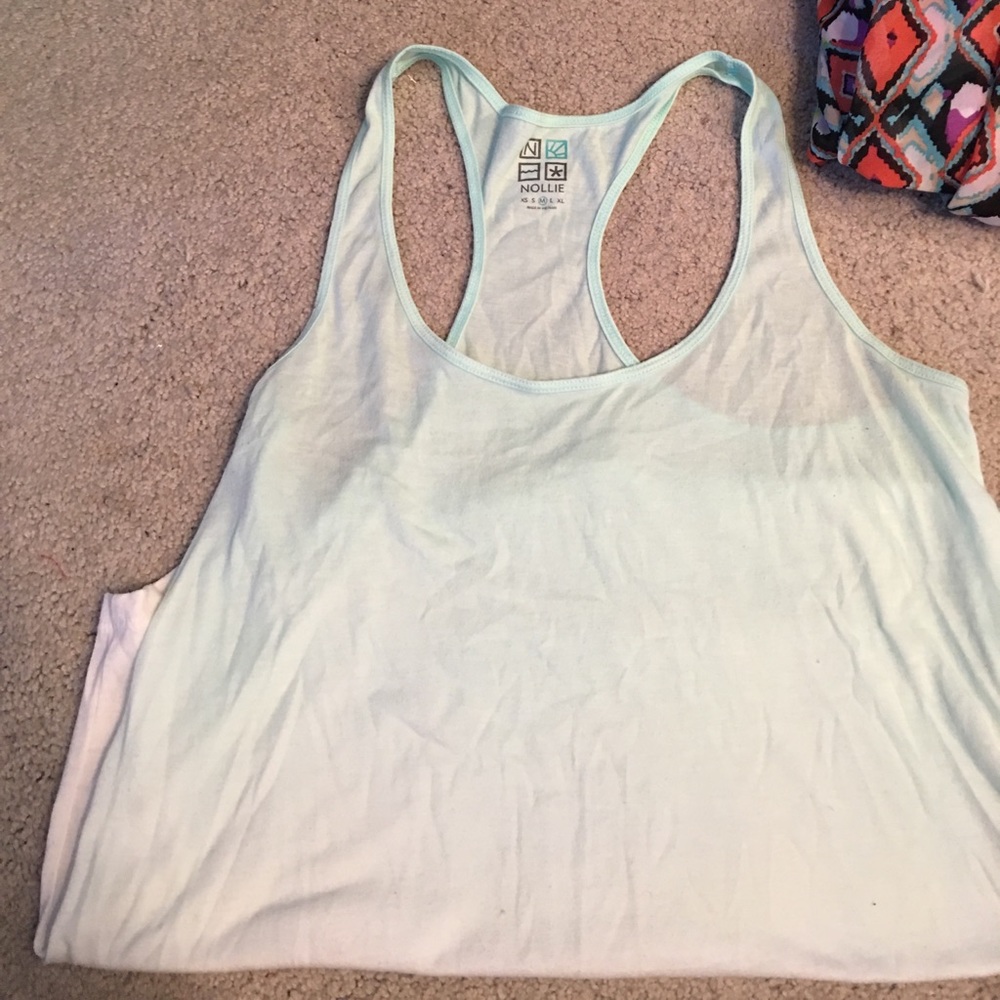 Tank top fading from an aqua blue to white