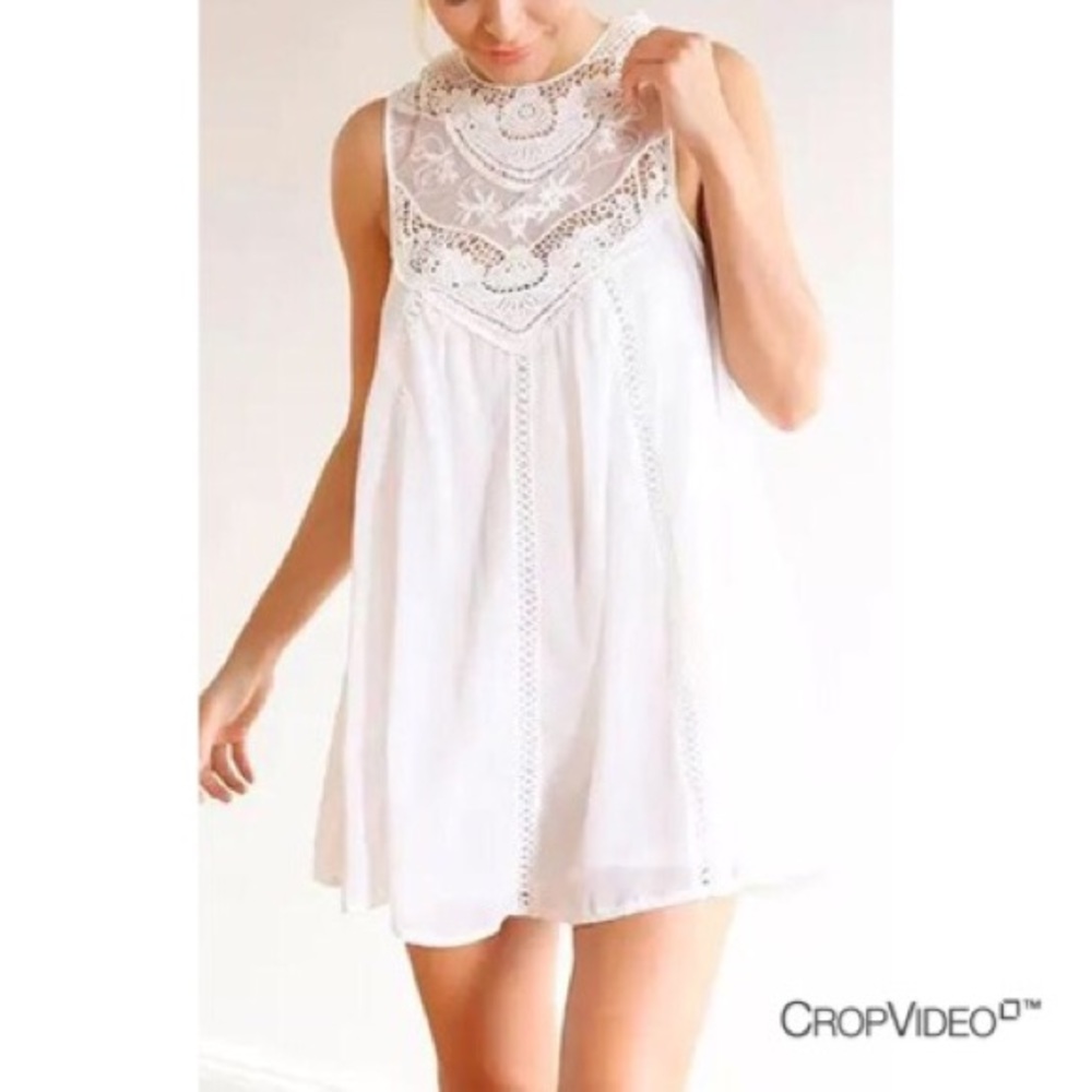White Lace A-Line Shift Tank Dress