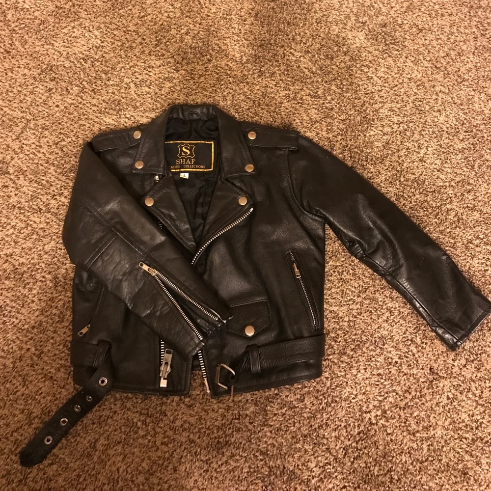 Toddler boys real leather coat