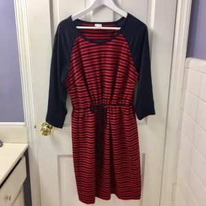 Cute Red and Navy Tie Waist Dress