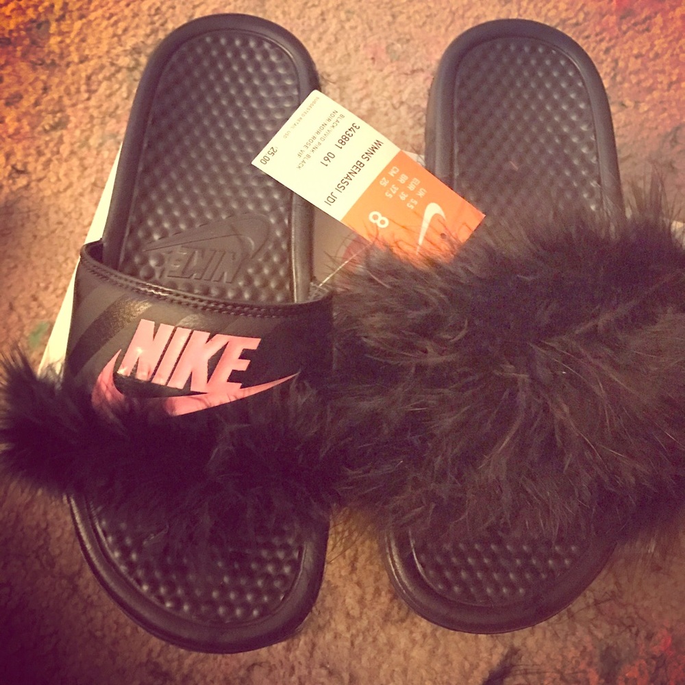 Nike fur slides