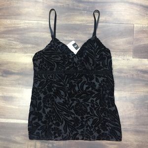 New NWT MOSSIMO Black velvet paisley Cami top