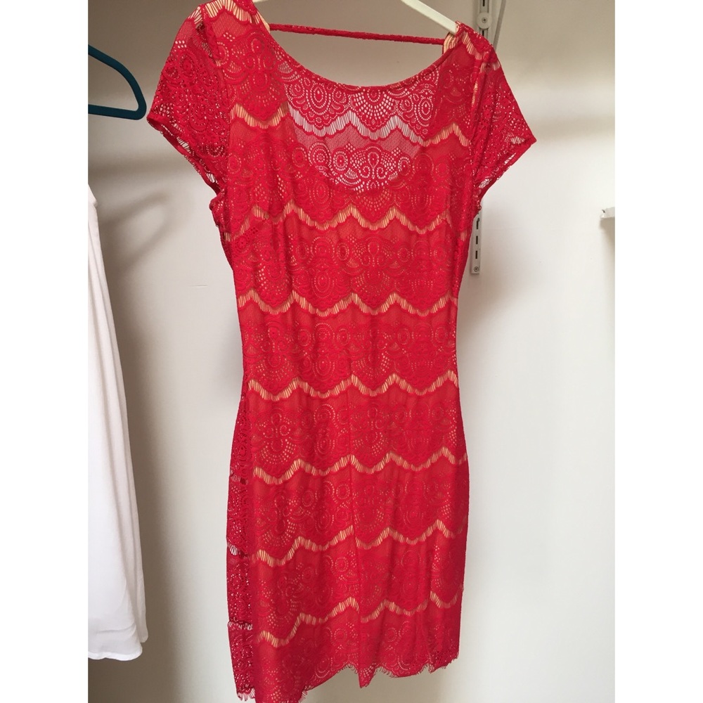 Bebe formal pink lace dress