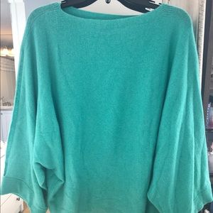 LeTarte Cashmere Turquoise Cold Shoulder Sweater