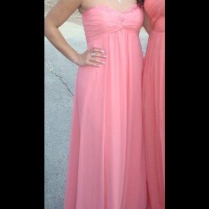 Davids Bridal peach/pink prom dress Size 10