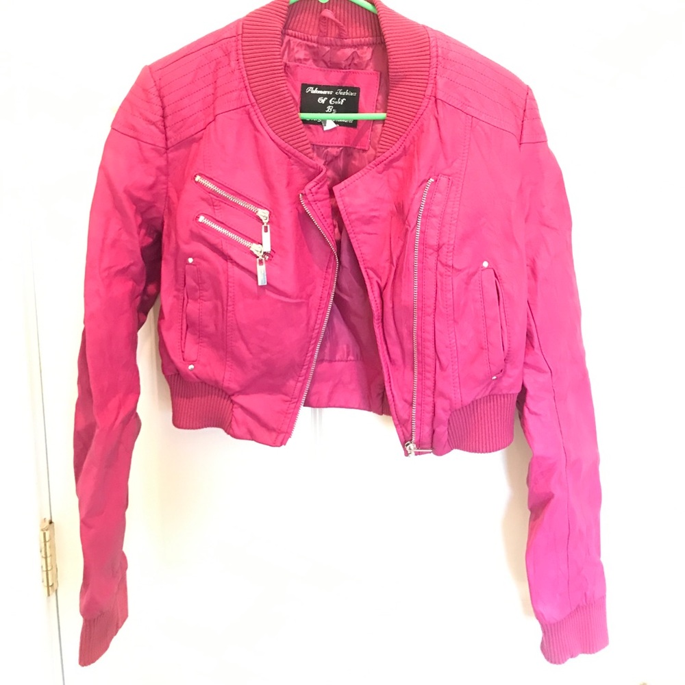✨HP✨Hot Pink leather jacket