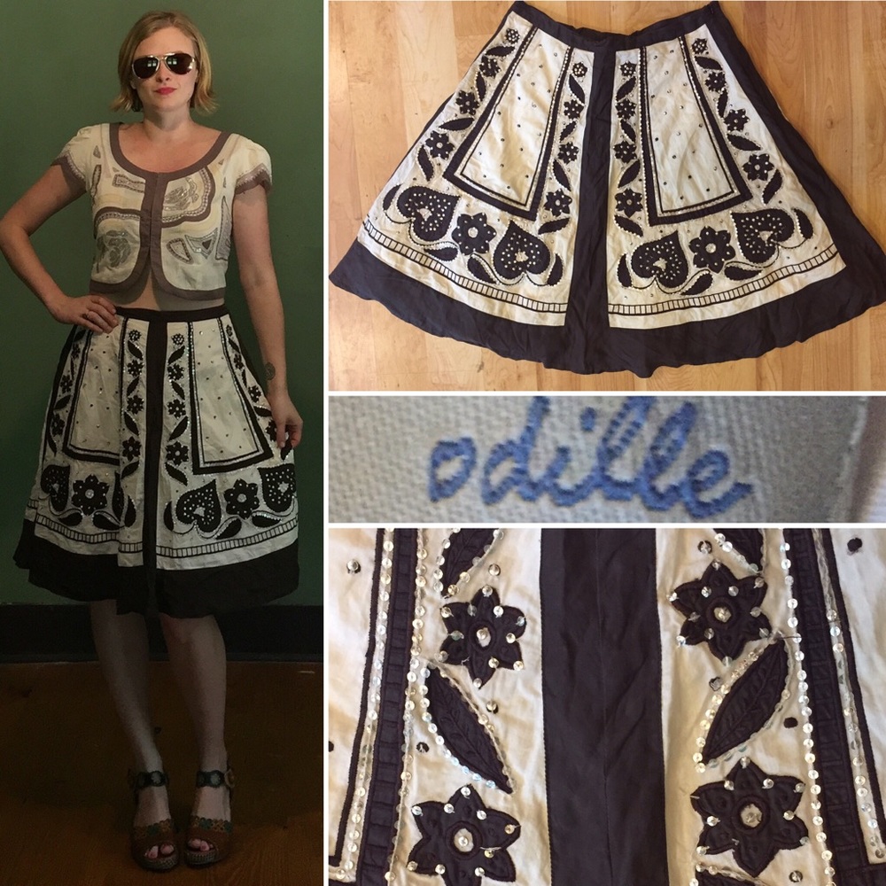 Anthropologie Odille Embroidered Skirt Size 6