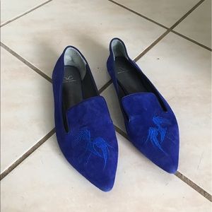 Monika Chiang blue suede slippers